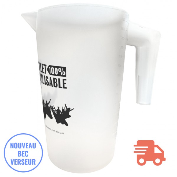 Carafe / pichet avec bec verseur 1,6L impression 1 couleur [délai express]