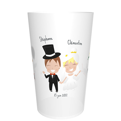 Lot Gobelets plastique ECOCUP personnalisés pour événements : mariage  baptême anniversaire BLANC ou TRANSPARENT -  France