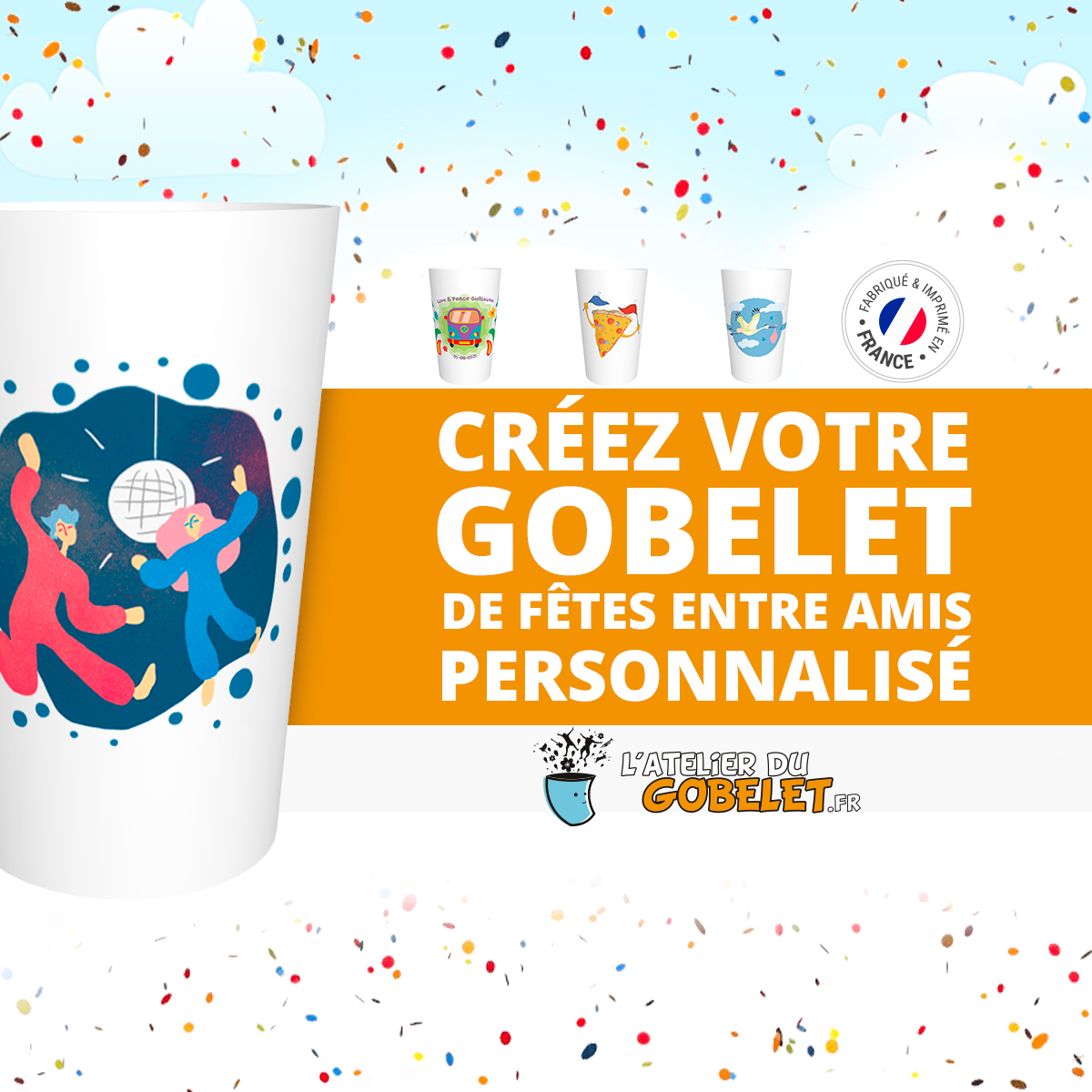 Gobelet personnalisé pour Baby shower garçon, avec la date.